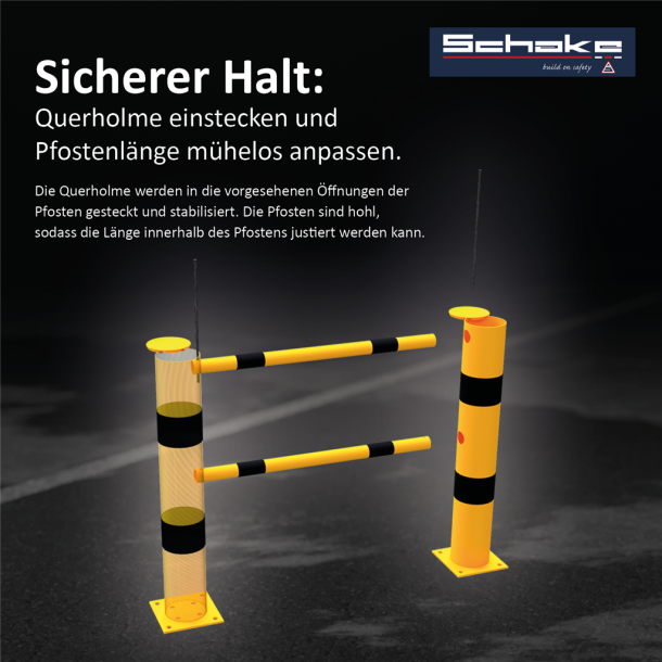 Impact protection railing | plug-in system | T-post 3 x 90